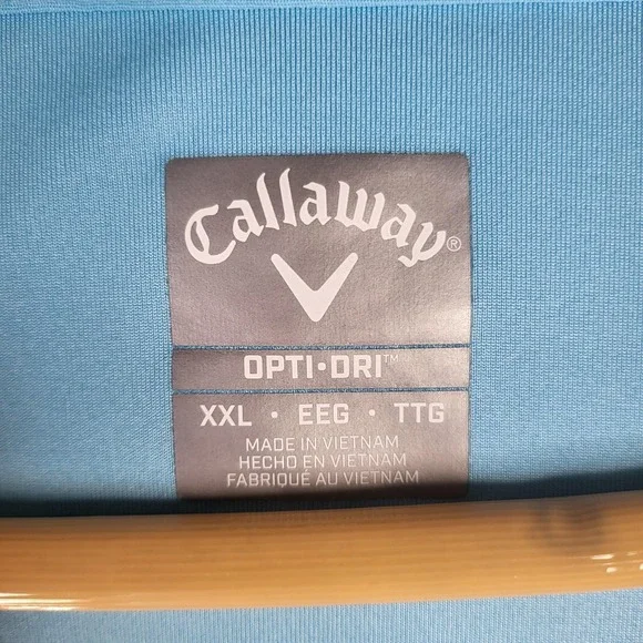 Callaway Polo Shirt Mens 2XL Blue‎ Striped Opti-Dri Golf Performance Lightweight - Picture 3 of 7